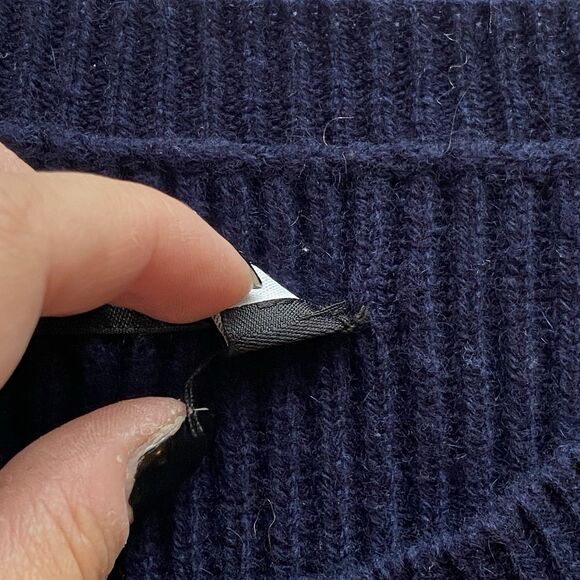 NAADAM Navy Blue Merino Wool/ Cashmere Blend Ribbed Mockneck Sweater Size Medium - Picture 13 of 16